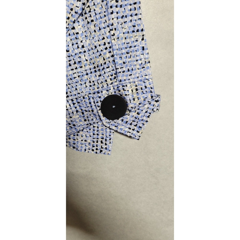 Blue/black/white Print Nic+Zoe Ls Oversize Tunic W Large Black Buttons Trim Sz L - Picture 6 of 10